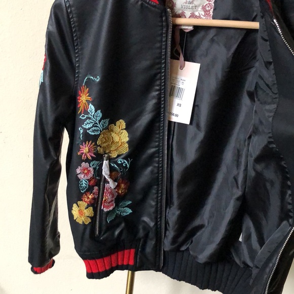 Never Worn Embroidered Leather Jacket - Picture 5 of 7